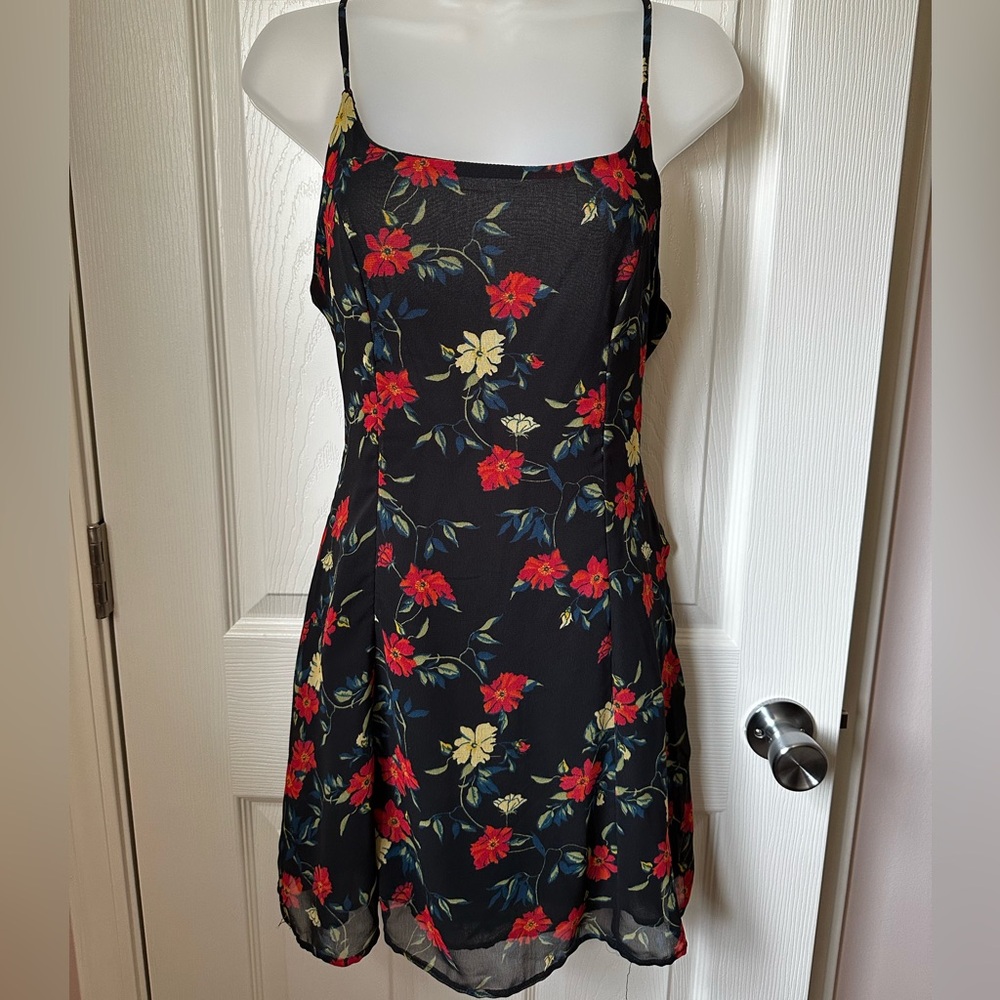 Urban Outfitters Black Floral Midi Dress